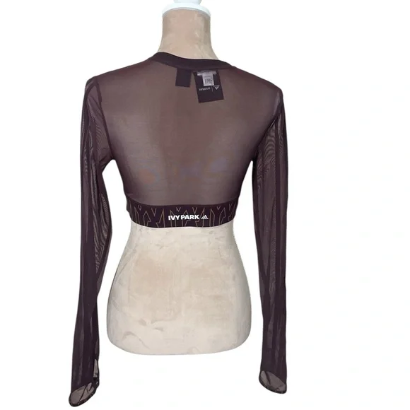 EUC Adidas x IVY PARK Wild Brown Monogrammed Mesh Crop Top (K-1) - Picture 8 of 15